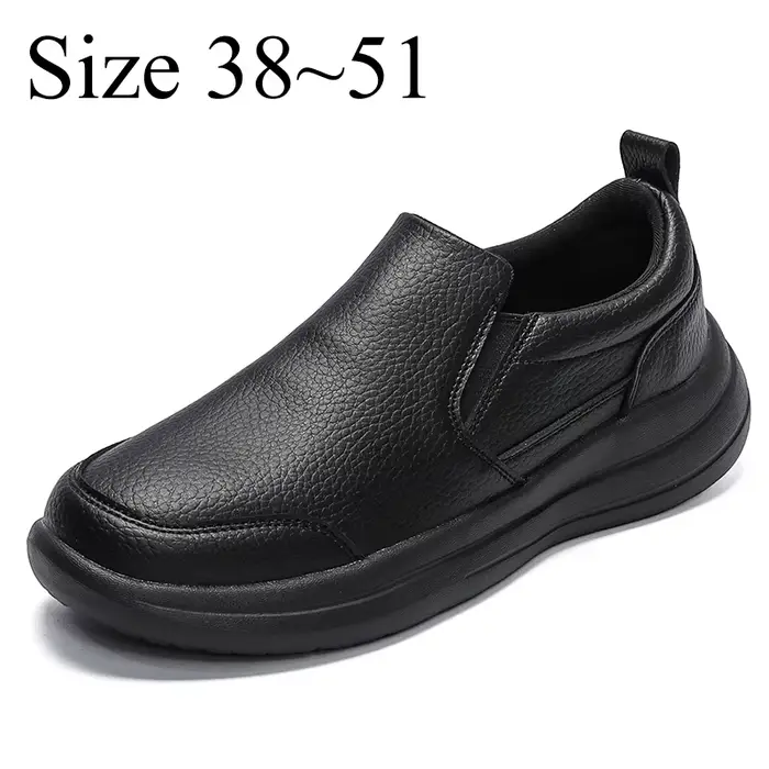 Baskets confortables en cuir à enfiler pour hommes, chaussures de marche de sport décontractées, imp