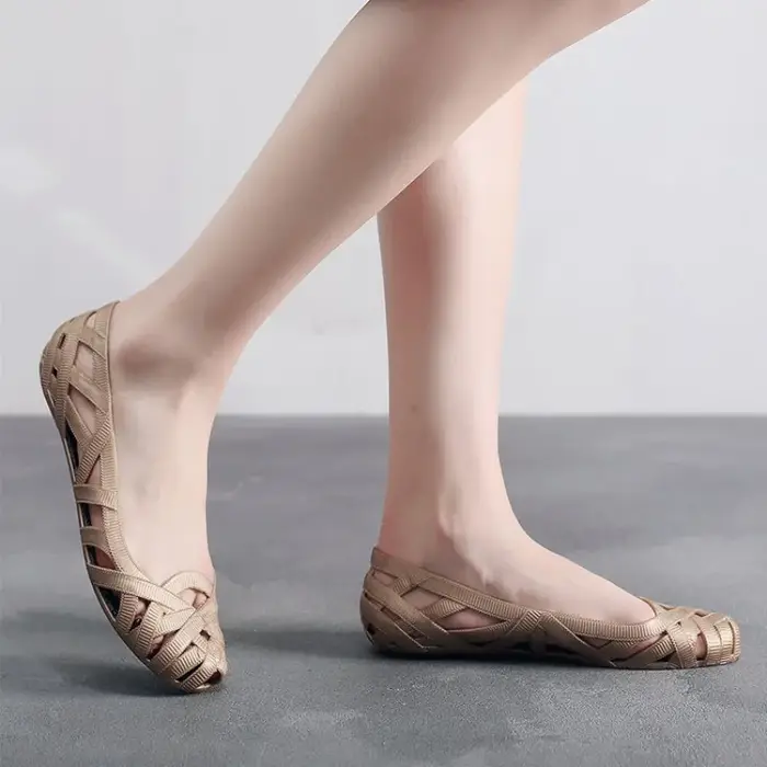 Chaussures plates d'été pour femmes, confortables, respirantes, décontractées, peu profondes, antidérapantes, creuses, vulcanisées, à la mode, durables