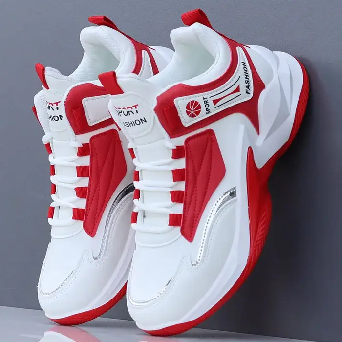 Chaussures de basket-ball montantes rouges pour hommes