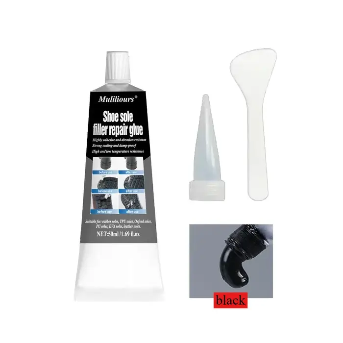 Kit de réparation de chaussures 2 pièces, colle blanche et noire pour semelles, imperméable, séchage