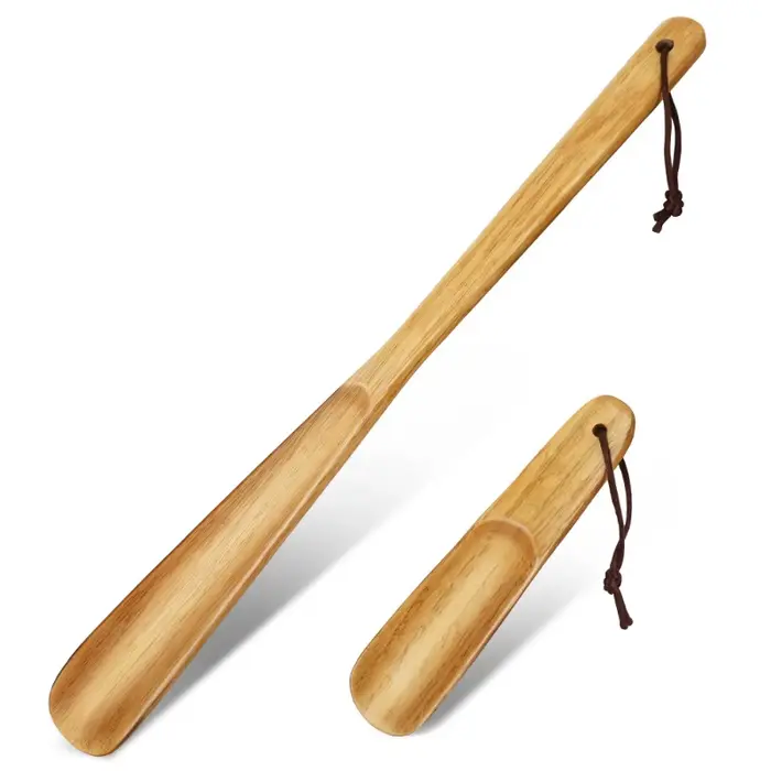 Chausse-pied professionnel en bois, 2 pièces, cuillère à chaussures, manche en bois, longue poignée, lève-chaussures utile, accessoires de chaussures