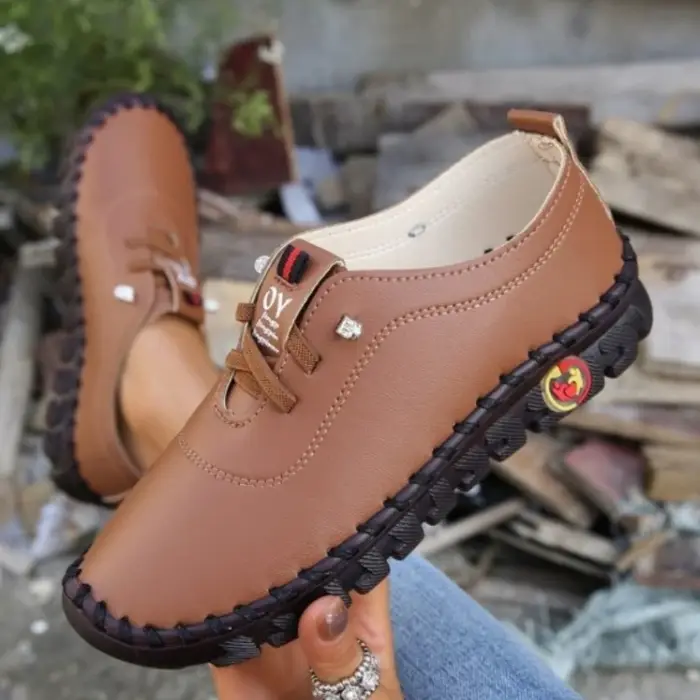 Nouvelles chaussures décontractées pour femmes printemps 2022, mocassins à plateforme, ballerines en cuir à lacets, chaussures à enfiler pour femmes, chaussures pour maman, chaussures femme.