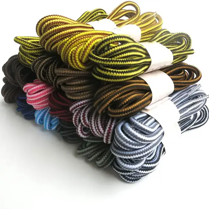 1 paire de lacets de chaussures rayés Double couleur 18 couleurs, lacets ronds pour baskets d'extéri