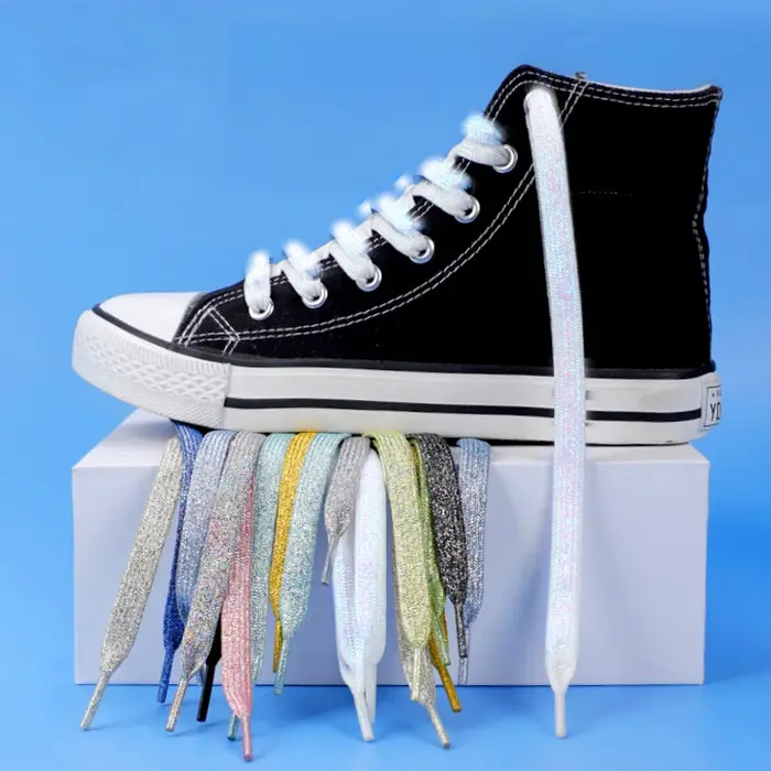 Lacets à paillettes colorés pour chaussures plates