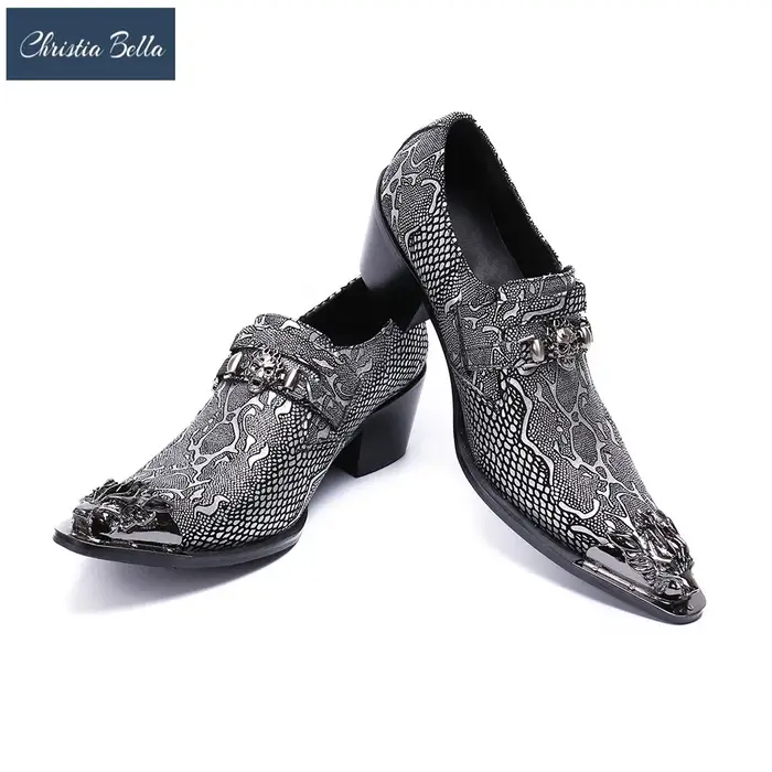 Christina Bella – chaussures en cuir véritable pour hommes, Style italien, bout pointu, talons hauts