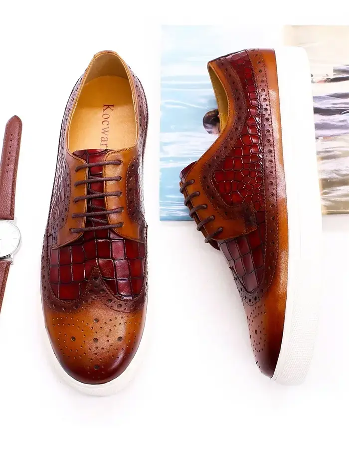Baskets plates en cuir véritable pour hommes