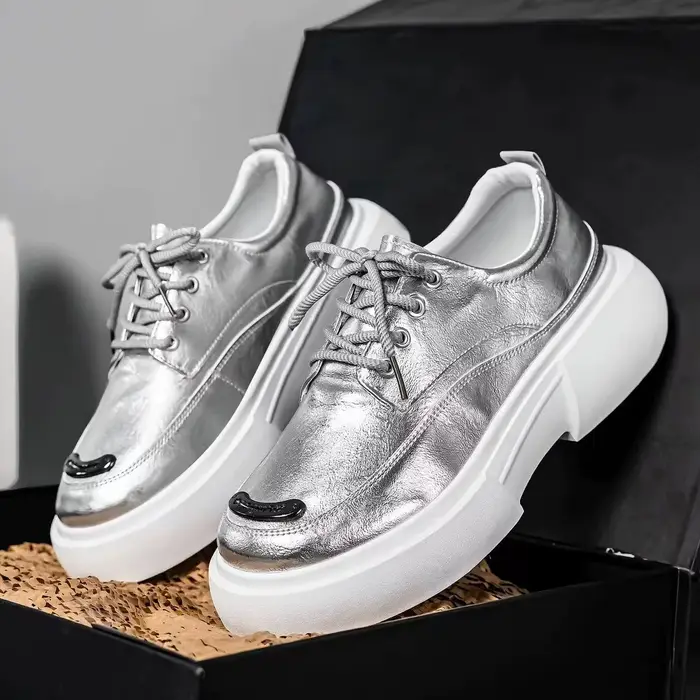 Chaussures de luxe argentées pour hommes