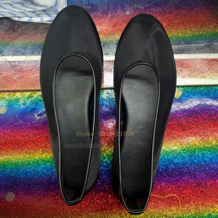 Ballerines en maille blanc pur Tulle chaussures pour femmes respirant sans lacet ballerine bout rond confortable quotidien décontracté travail robe chaussure