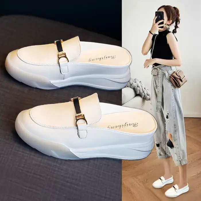 Mules en cuir à plateforme pour femmes