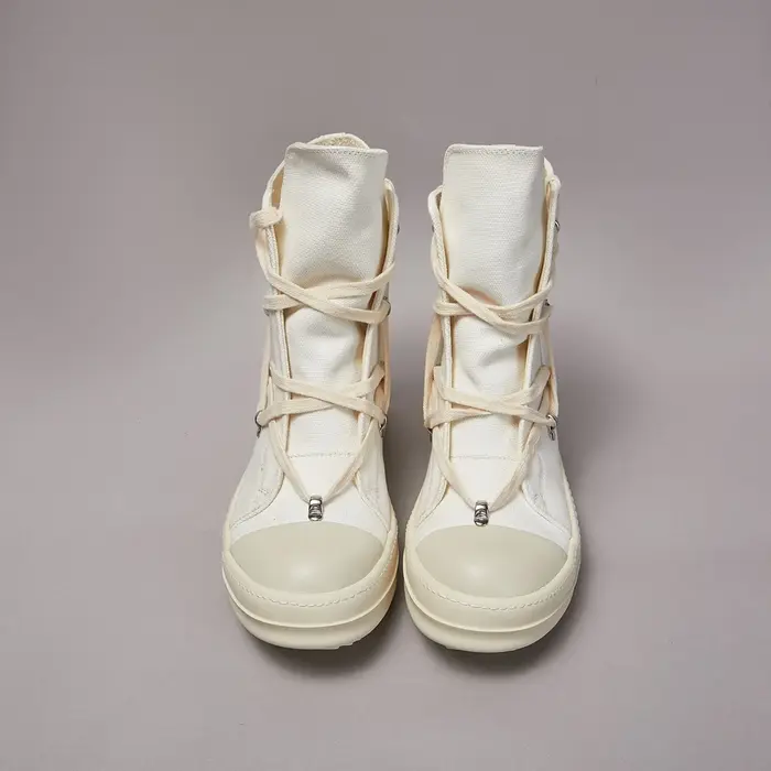 Baskets montantes en toile blanches pour femme