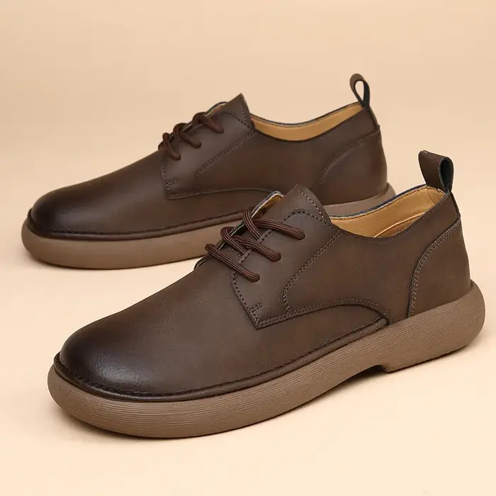 Chaussures pour hommes 2026 Printemps Nouveauté – Chaussures en cuir véritable à bout large, respira