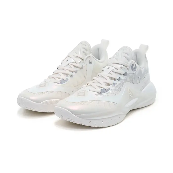 Chaussures de basket-ball RIGORER Austin Reaves AR2 'Ghost' – Baskets antidérapantes à rebond élevé avec électro-bordures blanches et argentées