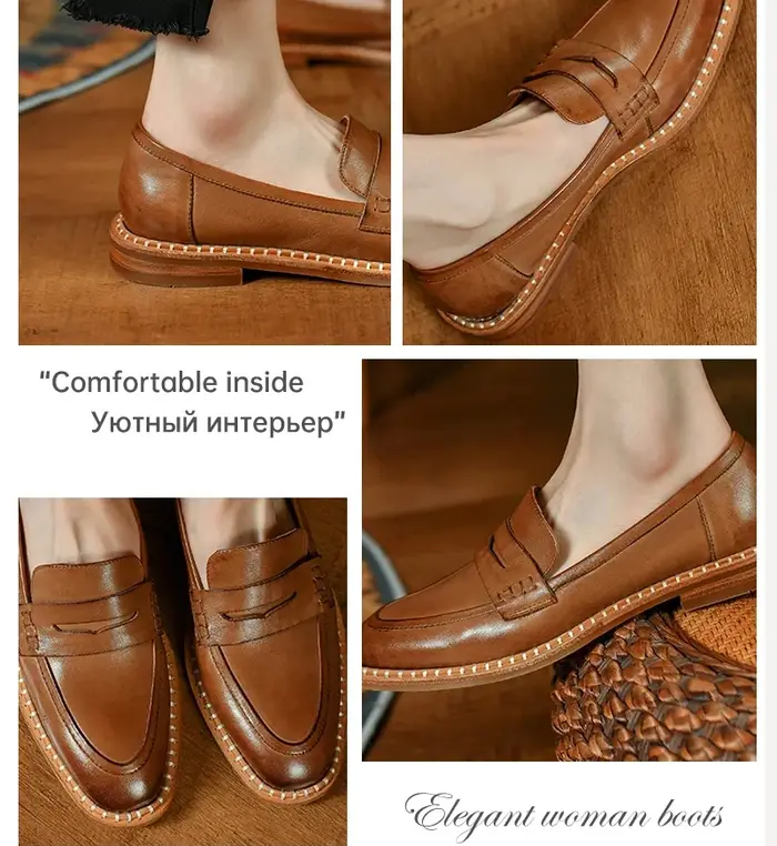 Ods-Mocassins en cuir véritable pour hommes
