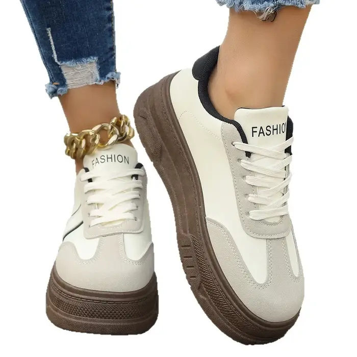 Chaussures de sport décontractées à semelle épaisse style rétro Dequn