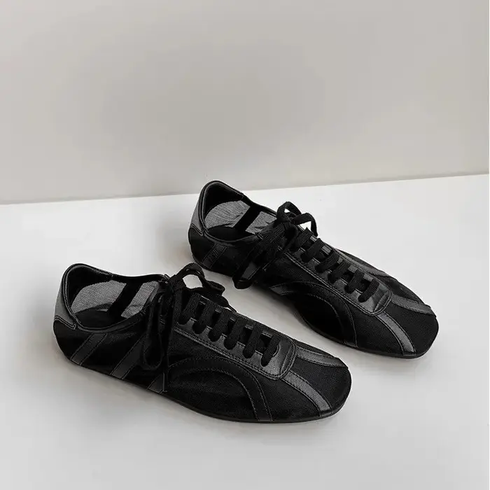 Chaussures de sport respirantes à semelle souple en tissu filet pour femmes, chaussures plates décon
