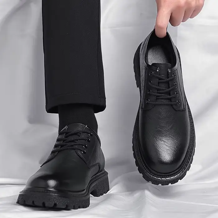 Bottes de travail en cuir marron pour hommes