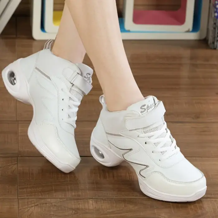 Chaussures de danse femme dames moderne semelle souple Jazz baskets en cuir respirant léger