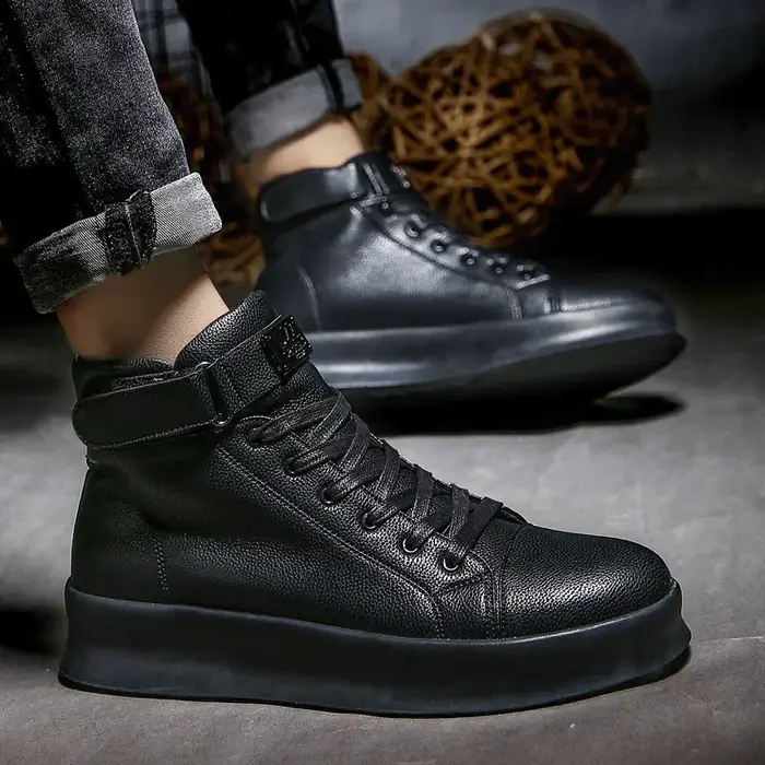 Mode luxe hommes rouge baskets hautes en cuir PU espadrilles décontractées