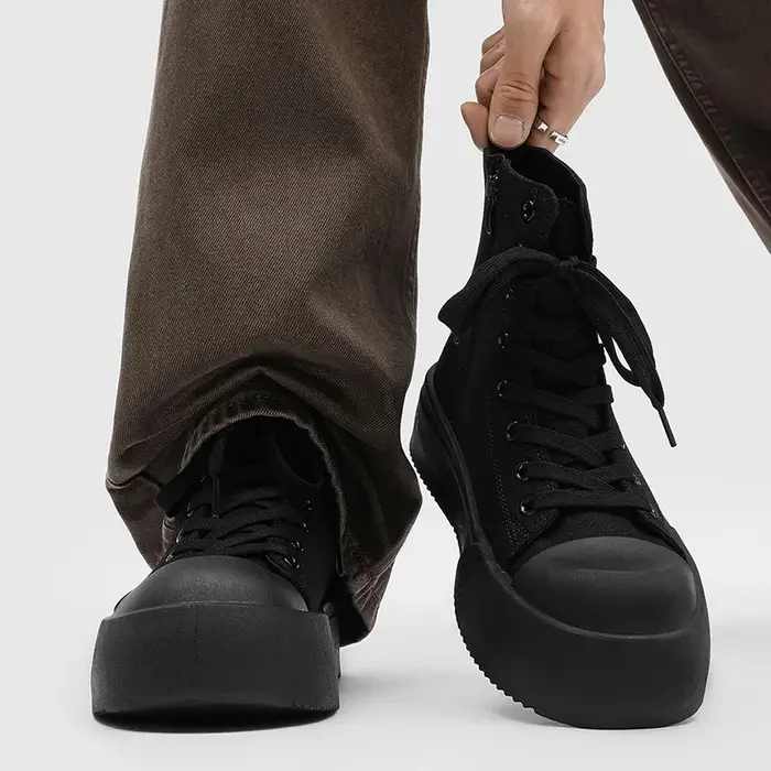 Plate-forme haut chaussures en toile pour hommes tendance grande tête décontracté