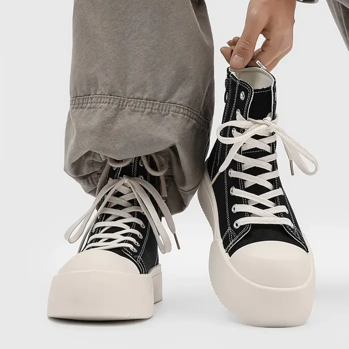 Plate-forme haut chaussures en toile pour hommes tendance grande tête décontracté