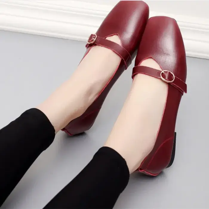 AIYUQI-Chaussures Plates en Cuir group pour Femme, Souliers Confortables et Décontractés, Grande Tai