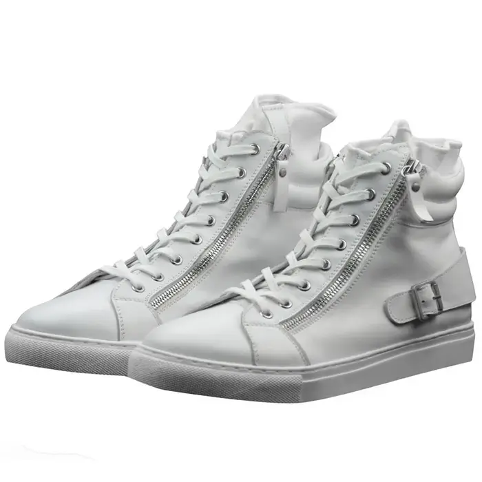 Printemps nouveaux hommes en cuir à semelles épaisses à la mode et à la mode blanc chaussures décont