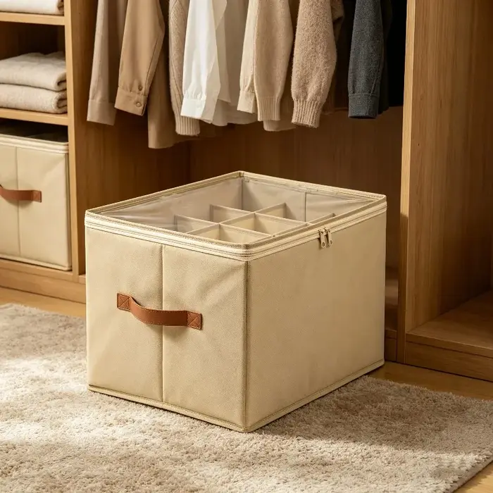 Organisateur de chaussures pliable à 12 compartiments avec fenêtre transparente