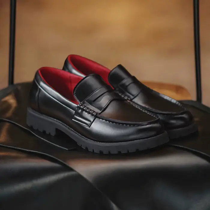 Maden – Mocassins vintage noirs pour hommes, style Old Money, en cuir croûte, à enfiler, chaussures 