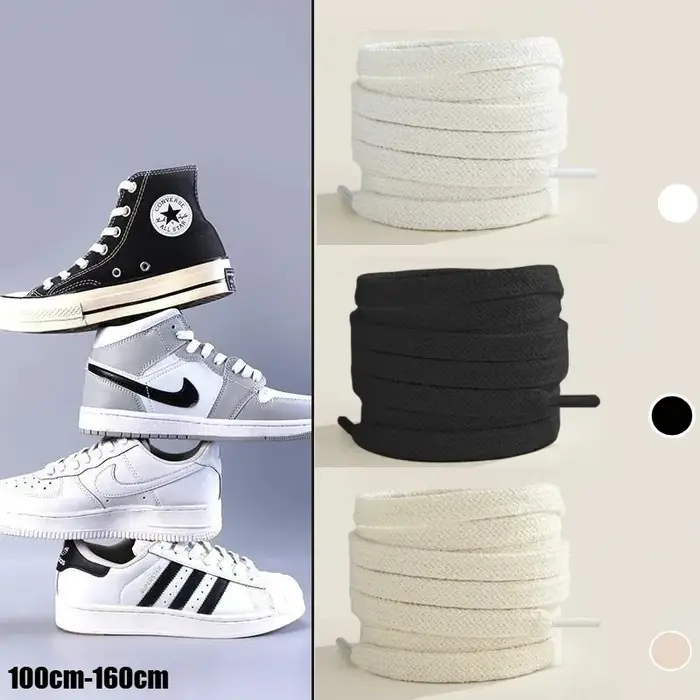 1 paire de lacets de chaussures noirs et blancs