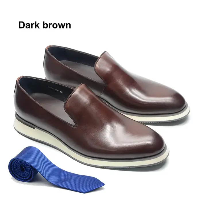 Chaussures mocassins classiques en cuir véritable pour hommes