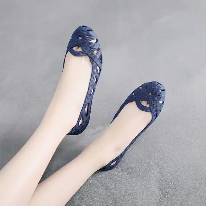 Chaussures plates d'été pour femmes, confortables, respirantes, décontractées, peu profondes, antidérapantes, creuses, vulcanisées, à la mode, durables