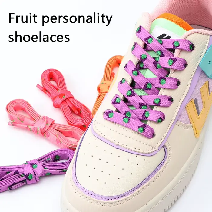 Lacets plats pour chaussures baskets lacets de chaussures pour Tennis impression fruits mignon cordo