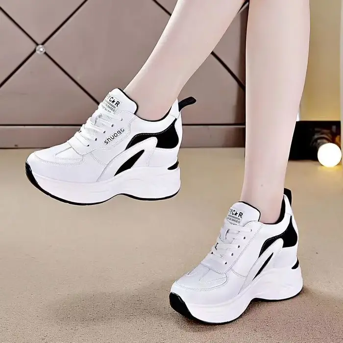 Chaussures vulcanisées pour femmes, nouvelles chaussures à semelles compensées à lacets, espadrilles décontractées, antidérapantes, chaussures De sport à semelles épaisses, Tenis De Mujer