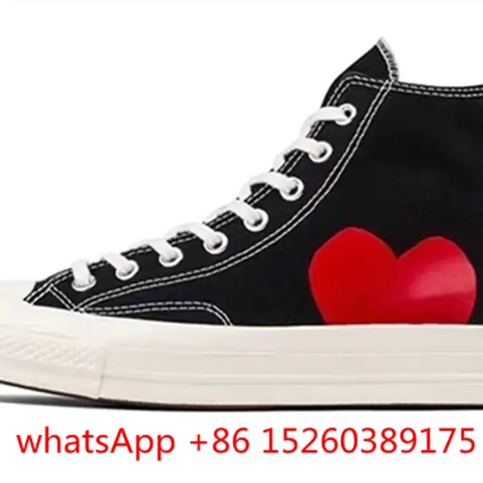 Chaussures classiques d'amour noires et blanches de haute qualité des années 1970, baskets de skateb