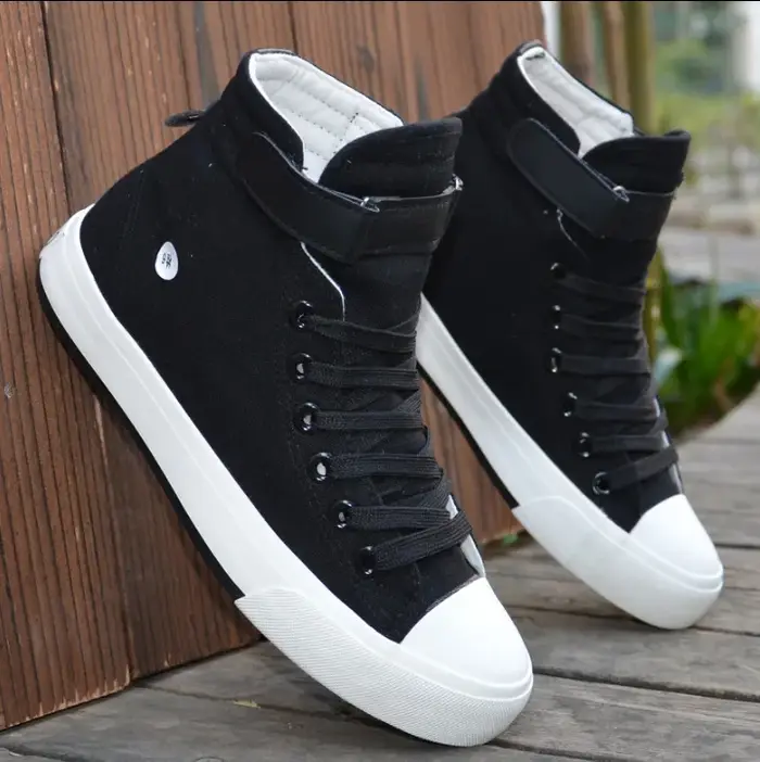 Chaussures montantes en toile blanche pour hommes, baskets à la mode, respirantes, antidérapantes, p