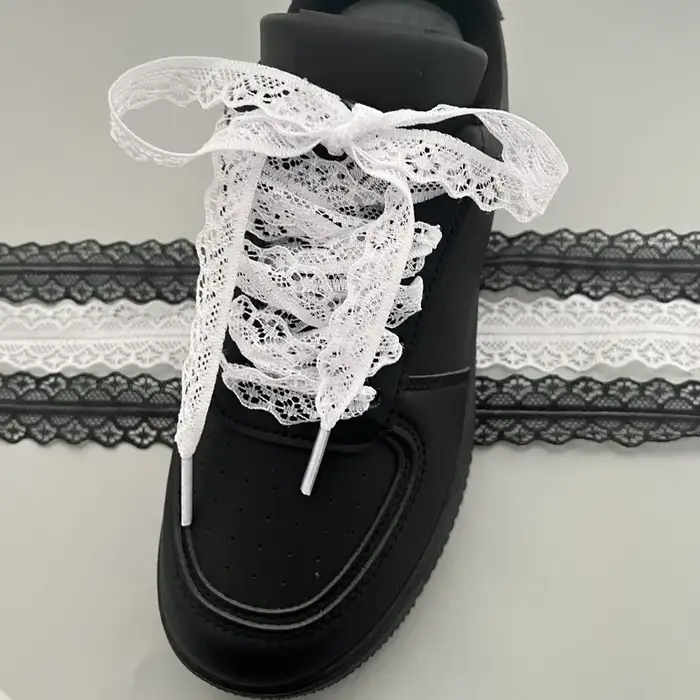 1 paire de lacets plats fantaisie en dentelle pour baskets