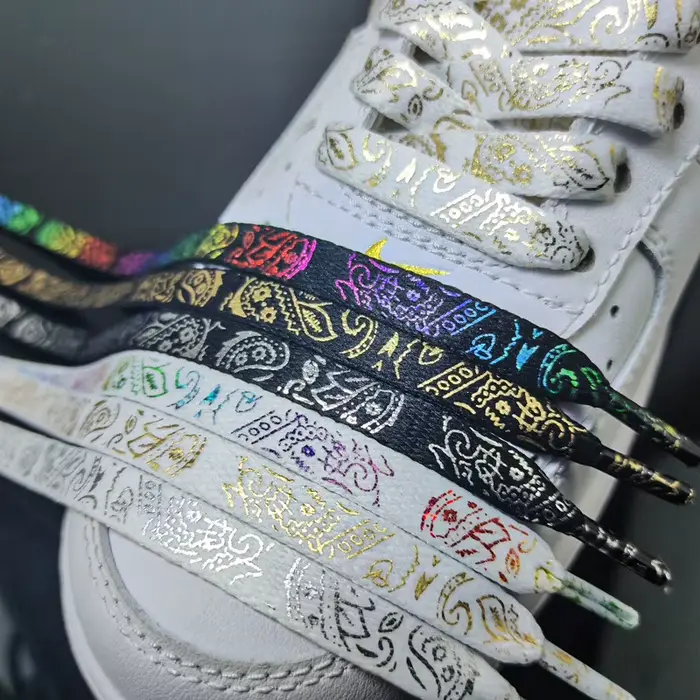 Dorure lacets de chaussures plats lacets de fleur de cajou pour baskets peint à la main sport décont