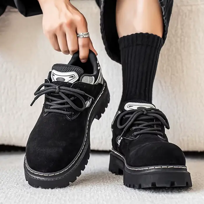 Automne hommes plate-forme chaussures en daim cuir