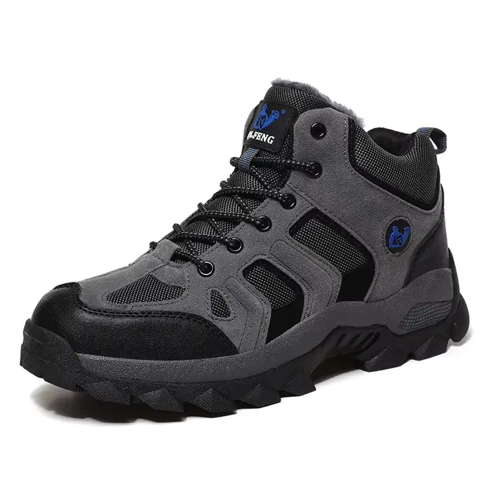 Grande taille hiver chaussures de randonnée hommes neige chaude fourrure cuir bottes