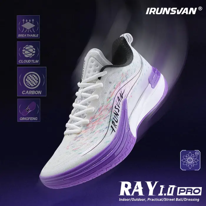 Chaussures de basketball IRUNSVAN Ray 1.0 PRO avec plaque en fibre de carbone, amorti respirant et rebond, pour hommes et femmes 123