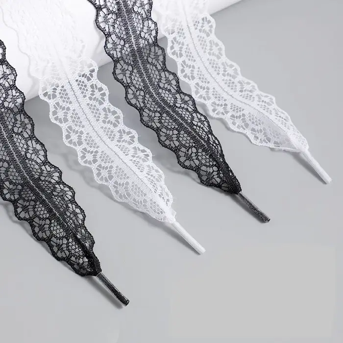 InjLace-Lacets Plats pour Chaussures Décontractées, Corde Blanche et Noire, Accessoires, Largeur 2.9