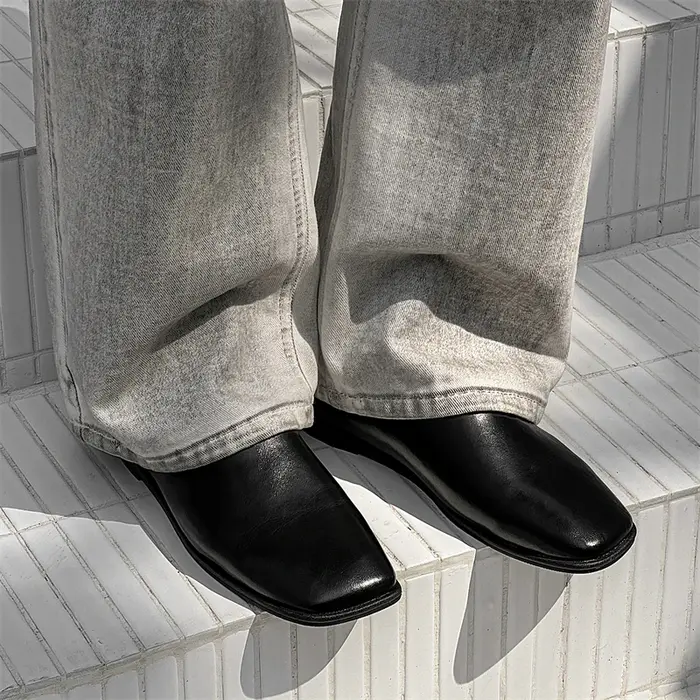 Chaussures de bureau en cuir véritable à fond souple pour hommes
