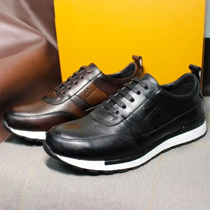Baskets classiques en cuir véritable pour hommes