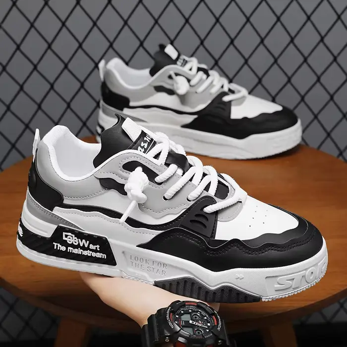 Chaussures de skate basses à la mode pour hommes, confortables, antidérapantes, à lacets, durables, 