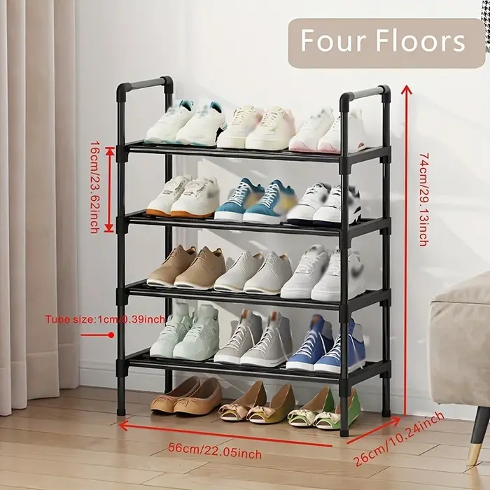 Étagère à chaussures en métal à plusieurs niveaux, organisateur empilable autoportant noir, gain de