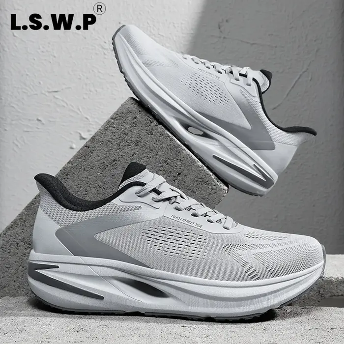 Chaussures de course sur route pour hommes - Respirantes, confortables, chaussures de course pour hommes, chaussures stables toutes saisons, chaussures de sport automne-hiver, tige en tissu à profil b