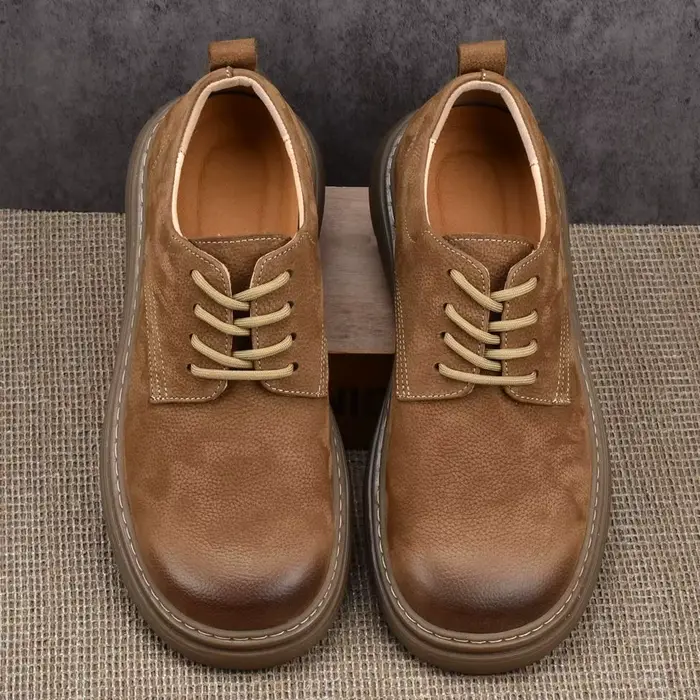 LIHUAMAO daim chaussures en cuir de vache sans lacet mocassins hommes
