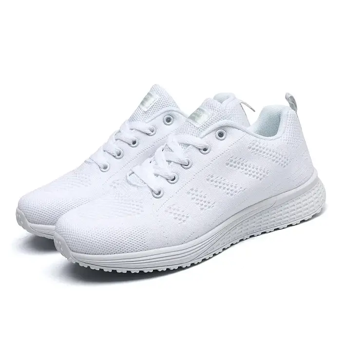 Femmes Chaussures Décontractées Mode Respirant Marche Maille FlatShoesSneakers Blanc Femme