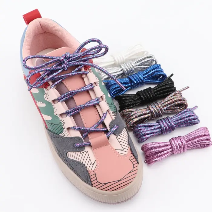 Lacets de chaussures à paillettes métalliques