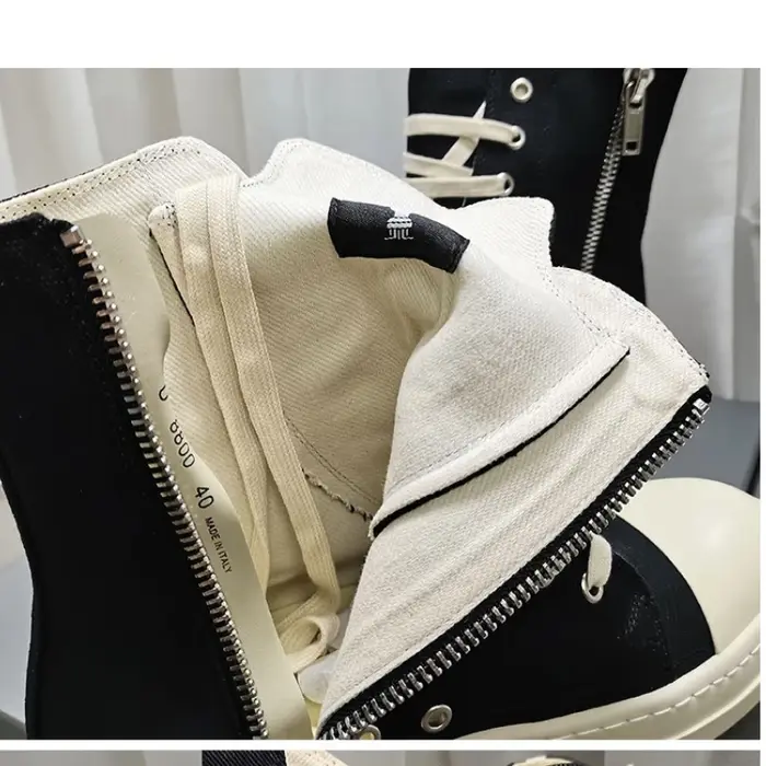 YETTIES Baskets montantes en toile unisexes | Chaussures d'été zippées à semelle épaisse | Plimsolls décontractés à